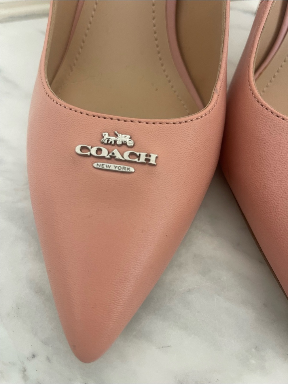 COACH Pink Pointed-Toe Slingback Pumps